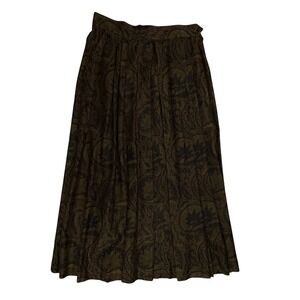 Martin Bayer Collection Skirt Women 12 Brown Paisley Vintage Pleated Pockets